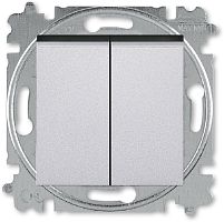 Выключатель кнопочный без рамки ABB EPJ Levit 2-кл. серебро/дымчатый чёрный картинка
